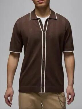 NWT $160 Nike Jordan Sport Knit Button-Down Golf Shirt Men’s XL Chocolate